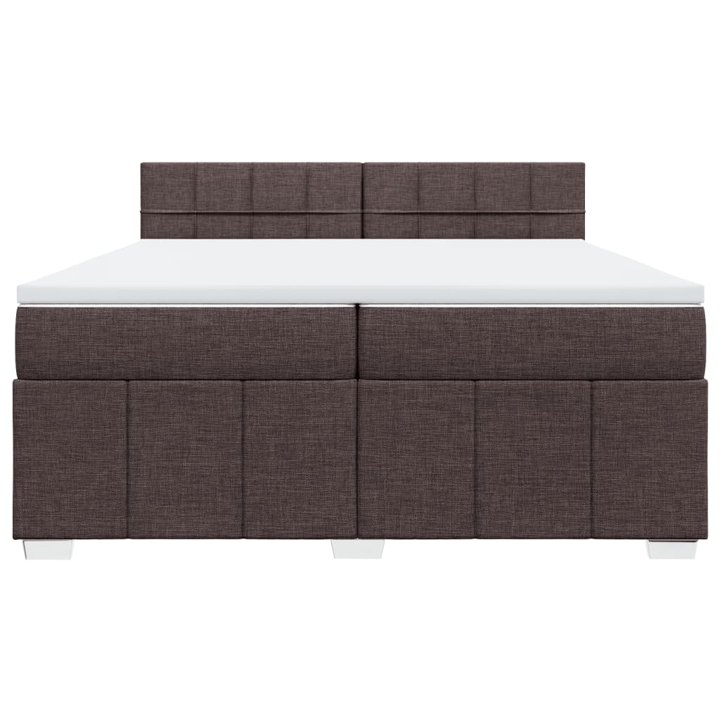 vidaXL Κρεβάτι Boxspring με Στρώμα Σκούρο Καφέ 200x200 εκ. Υφασμάτινο