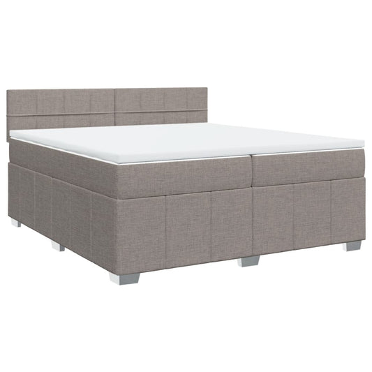 vidaXL Κρεβάτι Boxspring με Στρώμα Taupe 200x200 εκ. Υφασμάτινο