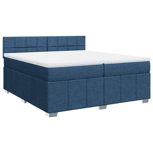 vidaXL Κρεβάτι Boxspring με Στρώμα Μπλε 200x200 εκ. Υφασμάτινο