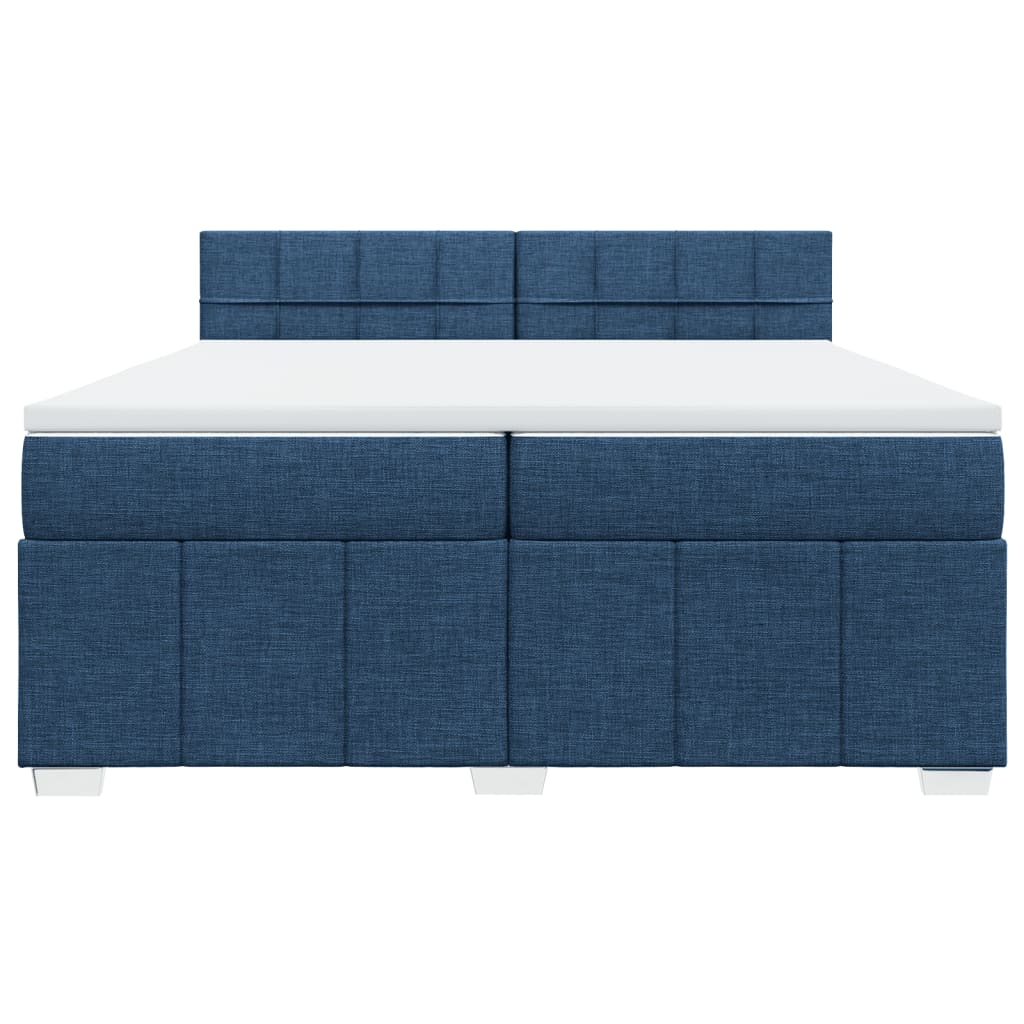 vidaXL Κρεβάτι Boxspring με Στρώμα Μπλε 200x200 εκ. Υφασμάτινο