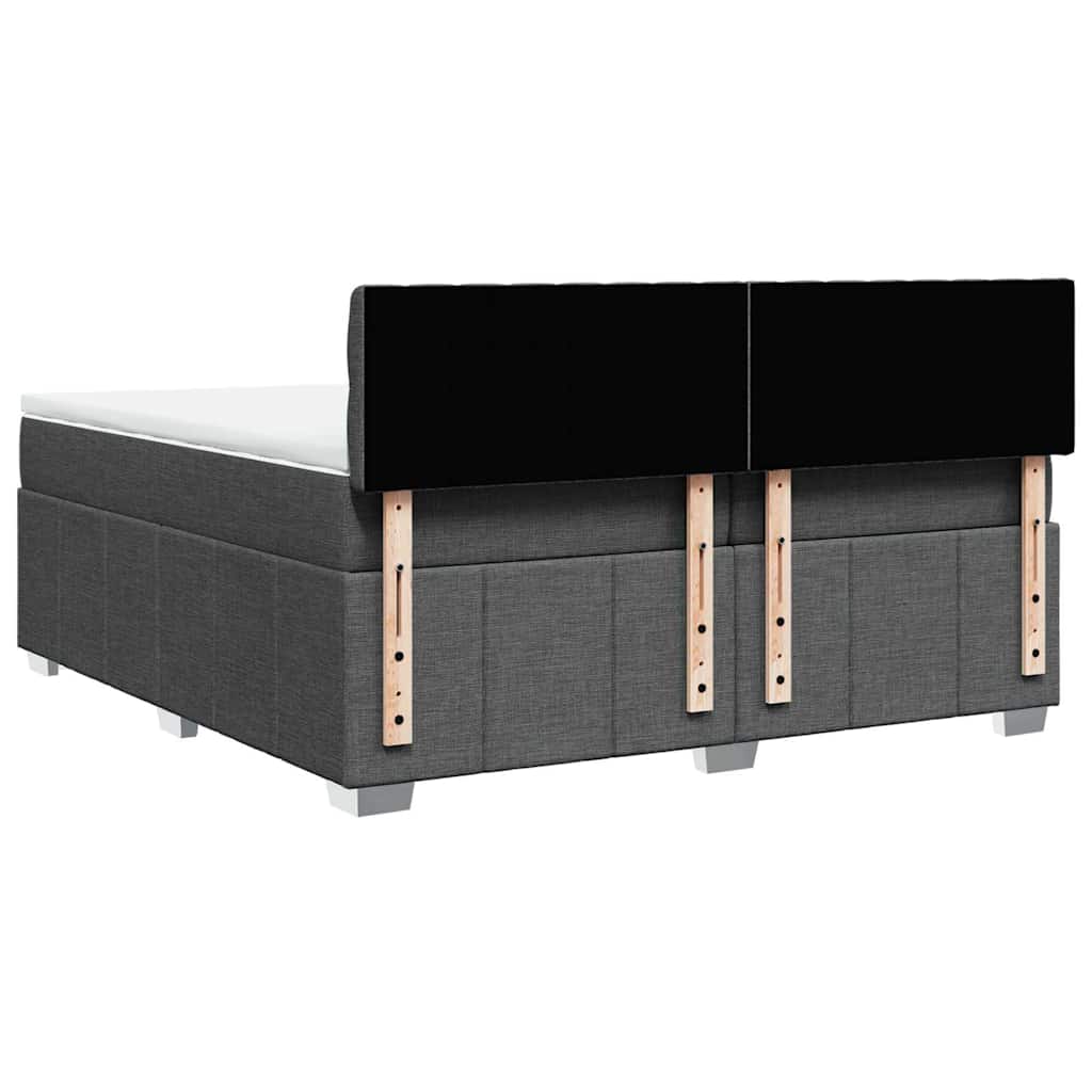 vidaXL Κρεβάτι Boxspring με Στρώμα Σκούρο Γκρι 200x200 εκ. Υφασμάτινο