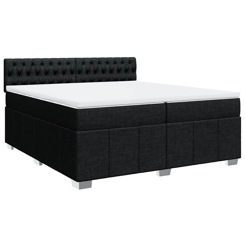 vidaXL Κρεβάτι Boxspring με Στρώμα Μαύρο 200x200 εκ. Υφασμάτινο