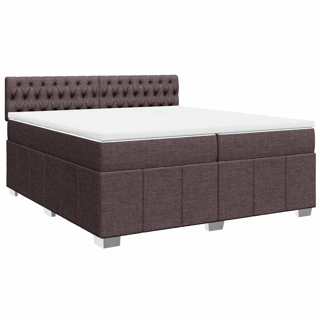 vidaXL Κρεβάτι Boxspring με Στρώμα Σκούρο Καφέ 200x200 εκ. Υφασμάτινο