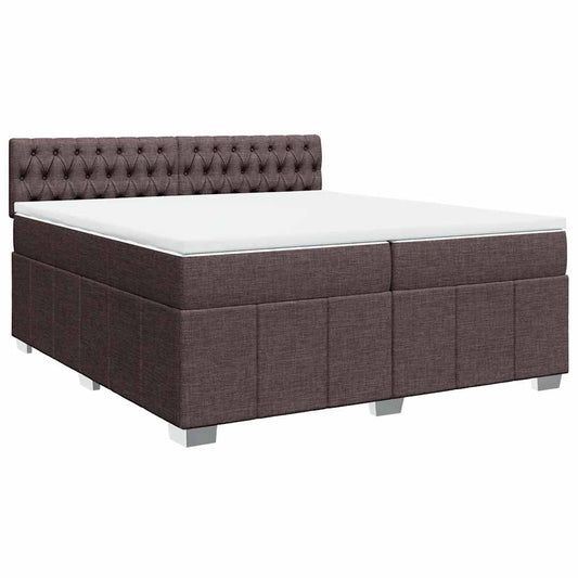 vidaXL Κρεβάτι Boxspring με Στρώμα Σκούρο Καφέ 200x200 εκ. Υφασμάτινο