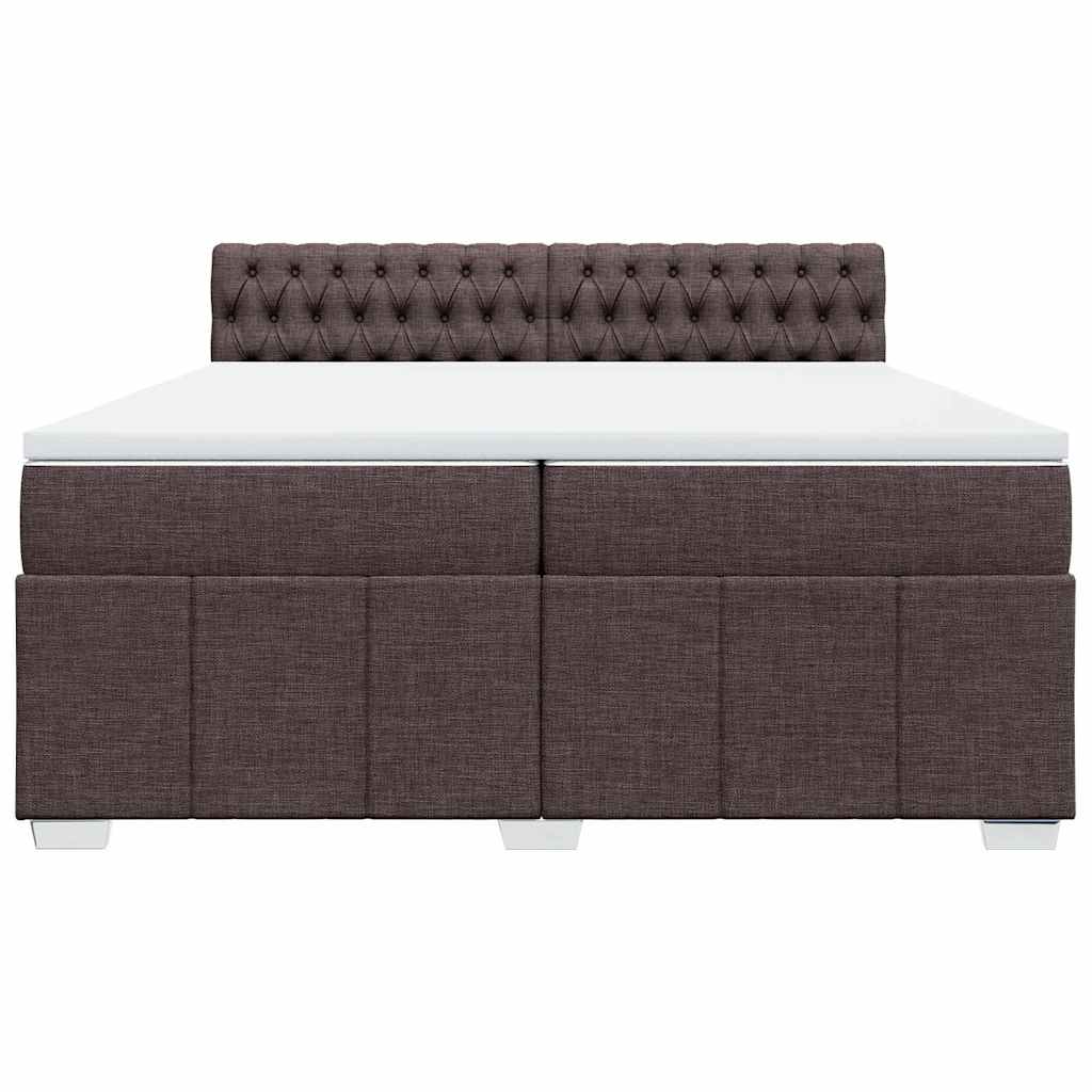vidaXL Κρεβάτι Boxspring με Στρώμα Σκούρο Καφέ 200x200 εκ. Υφασμάτινο