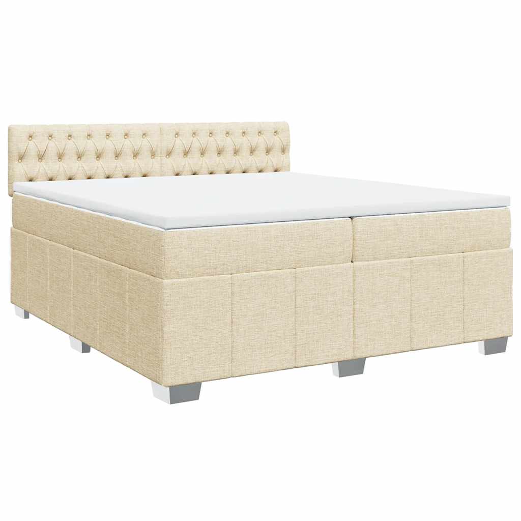 vidaXL Κρεβάτι Boxspring με Στρώμα Κρεμ 200x200 εκ. Υφασμάτινο
