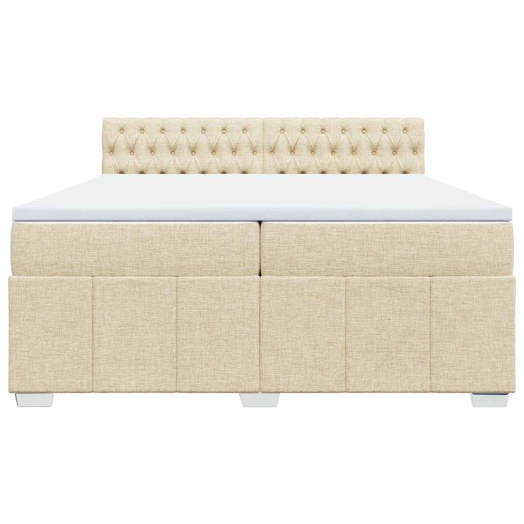 vidaXL Κρεβάτι Boxspring με Στρώμα Κρεμ 200x200 εκ. Υφασμάτινο