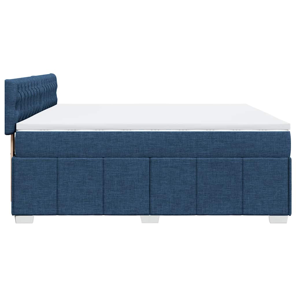 vidaXL Κρεβάτι Boxspring με Στρώμα Μπλε 200x200 εκ. Υφασμάτινο