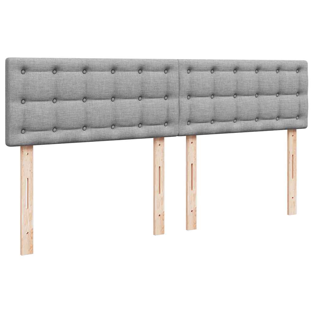 vidaXL Κρεβάτι Boxspring με Στρώμα Ανοιχτό Γκρι 200x200 εκ. Υφασμάτινο