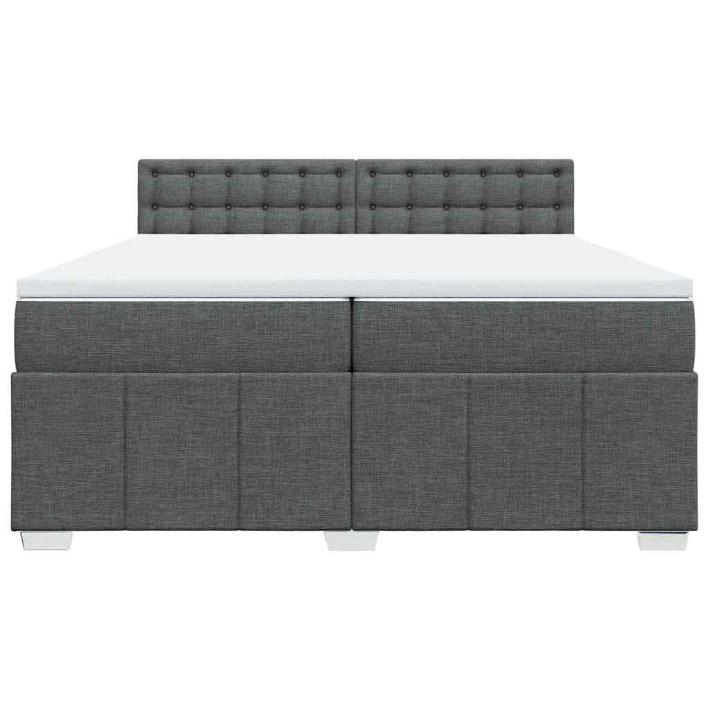 vidaXL Κρεβάτι Boxspring με Στρώμα Σκούρο Γκρι 200x200 εκ. Υφασμάτινο
