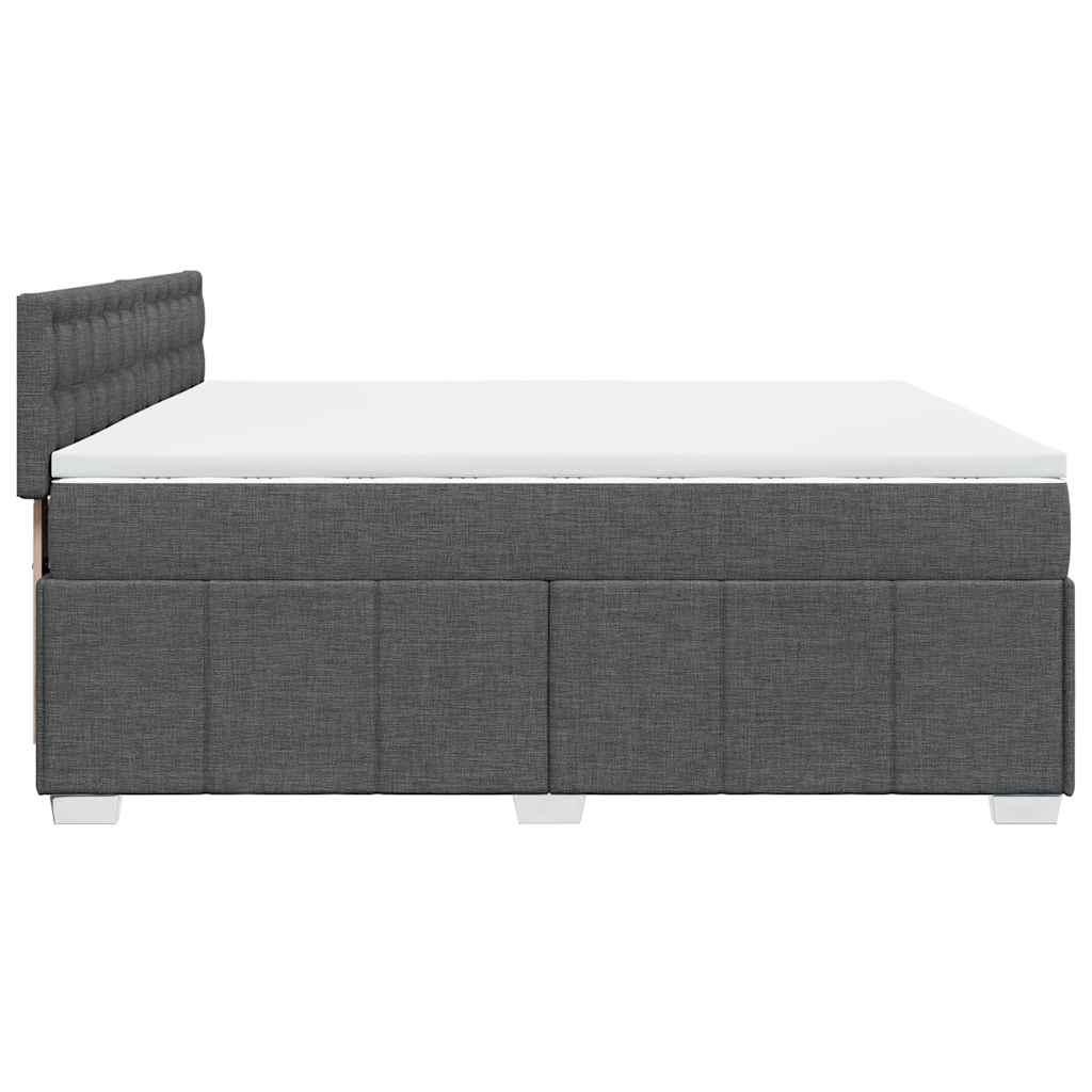 vidaXL Κρεβάτι Boxspring με Στρώμα Σκούρο Γκρι 200x200 εκ. Υφασμάτινο