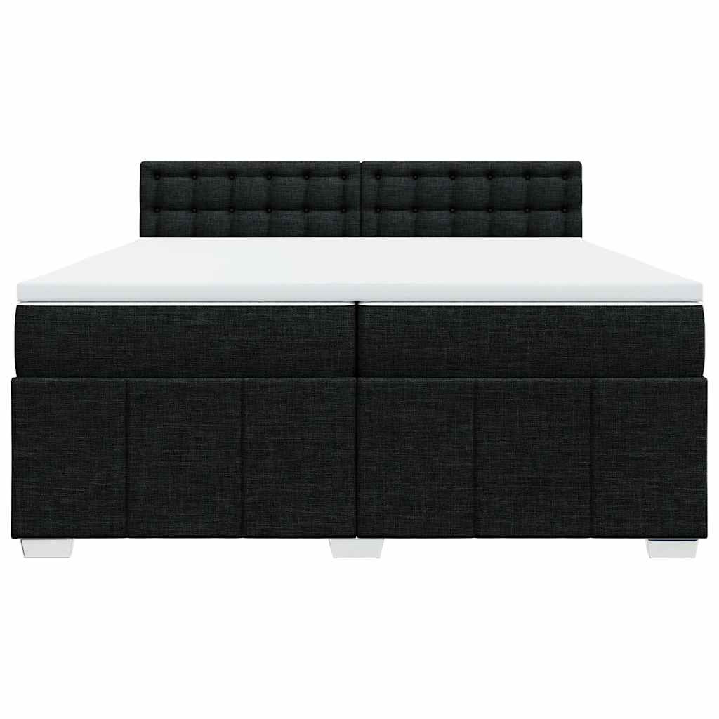 vidaXL Κρεβάτι Boxspring με Στρώμα Μαύρο 200x200 εκ. Υφασμάτινο
