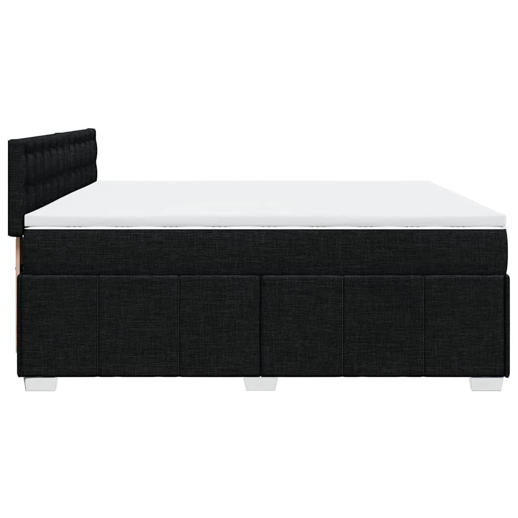 vidaXL Κρεβάτι Boxspring με Στρώμα Μαύρο 200x200 εκ. Υφασμάτινο