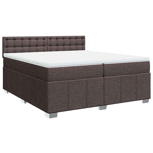 vidaXL Κρεβάτι Boxspring με Στρώμα Σκούρο Καφέ 200x200 εκ. Υφασμάτινο