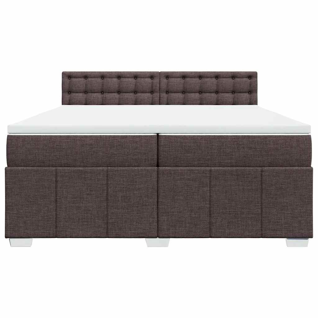 vidaXL Κρεβάτι Boxspring με Στρώμα Σκούρο Καφέ 200x200 εκ. Υφασμάτινο
