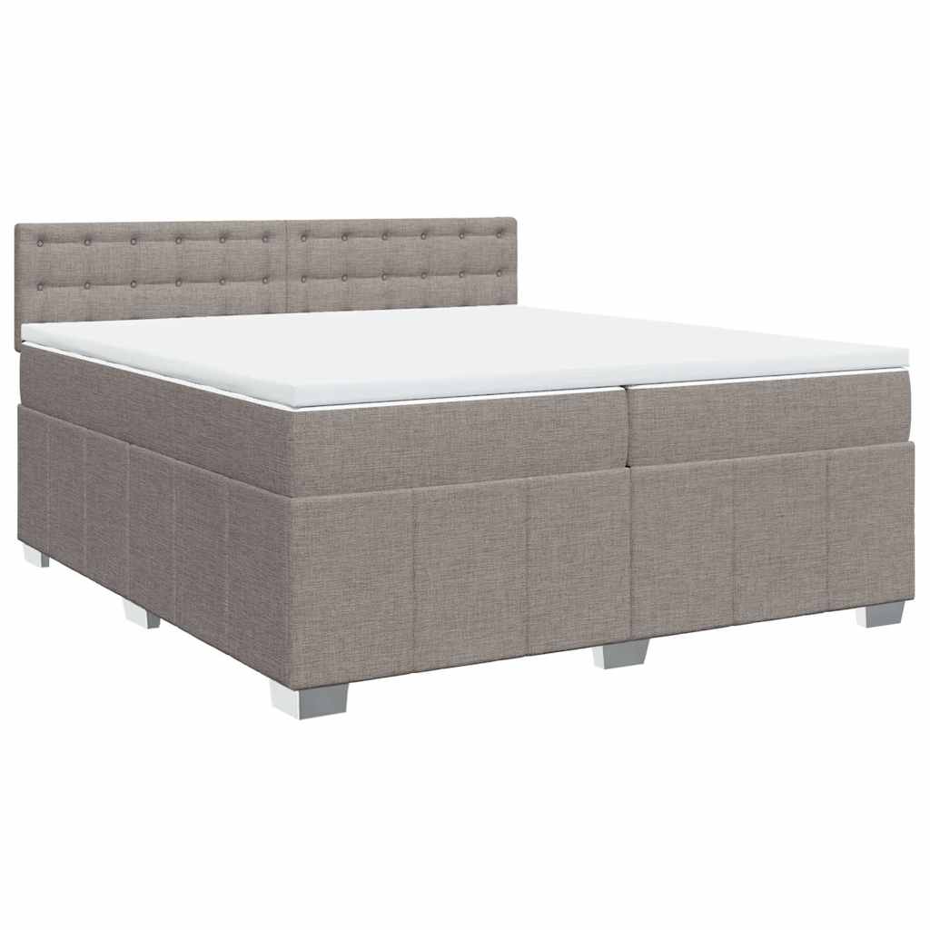 vidaXL Κρεβάτι Boxspring με Στρώμα Taupe 200x200 εκ. Υφασμάτινο