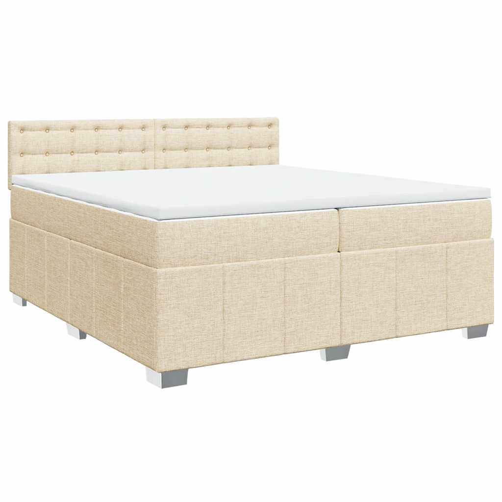 vidaXL Κρεβάτι Boxspring με Στρώμα Κρεμ 200x200 εκ. Υφασμάτινο