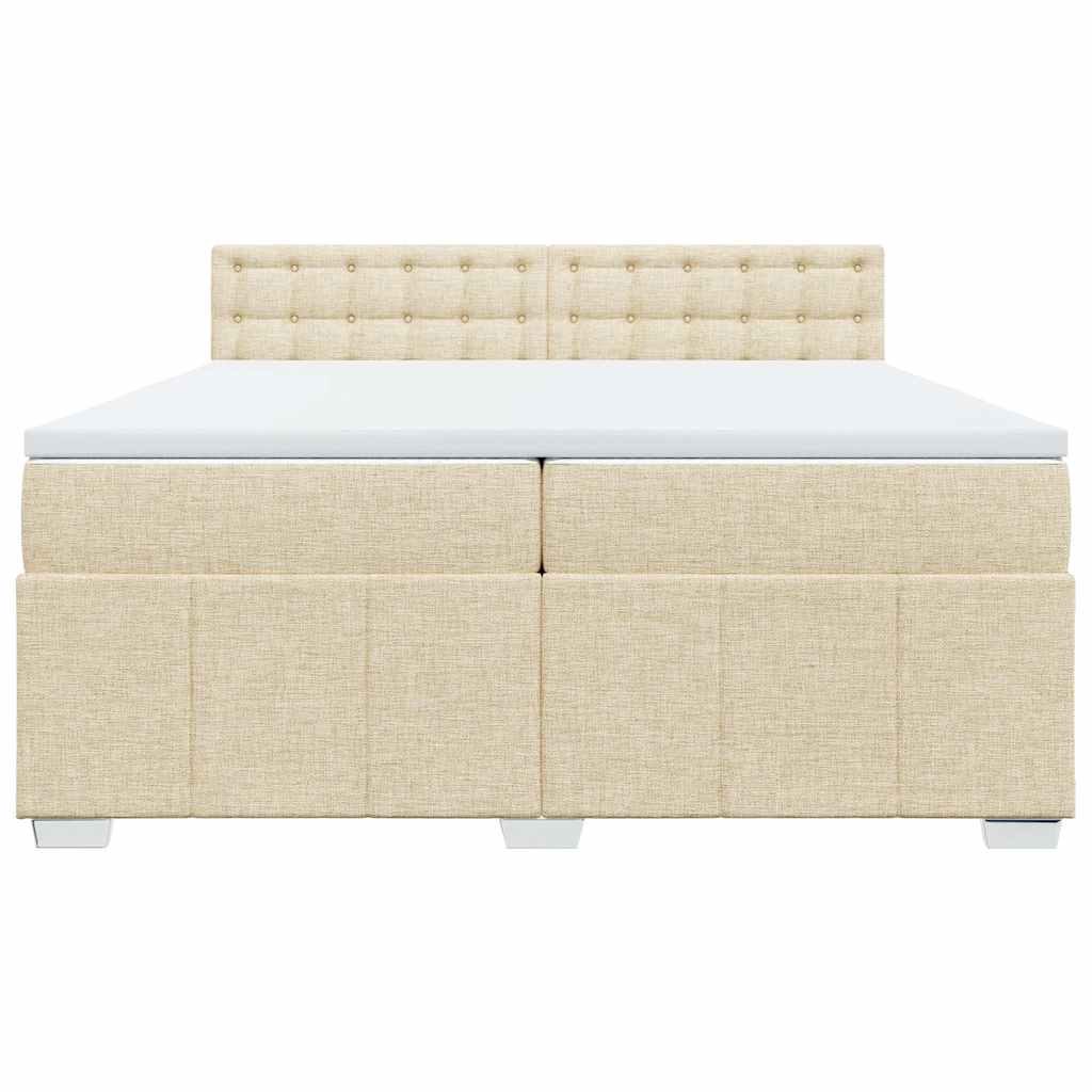 vidaXL Κρεβάτι Boxspring με Στρώμα Κρεμ 200x200 εκ. Υφασμάτινο