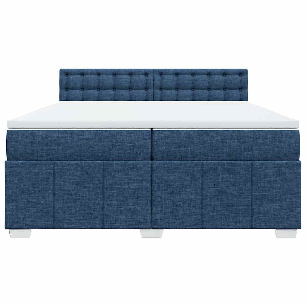 vidaXL Κρεβάτι Boxspring με Στρώμα Μπλε 200x200 εκ. Υφασμάτινο