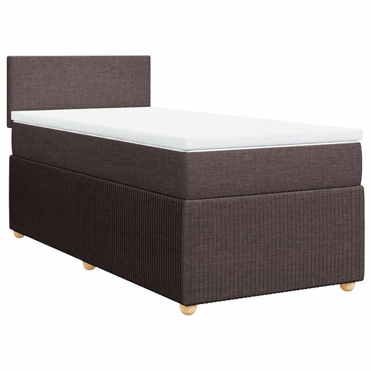vidaXL Κρεβάτι Boxspring με Στρώμα Σκούρο Καφέ 80x200 εκ. Υφασμάτινο