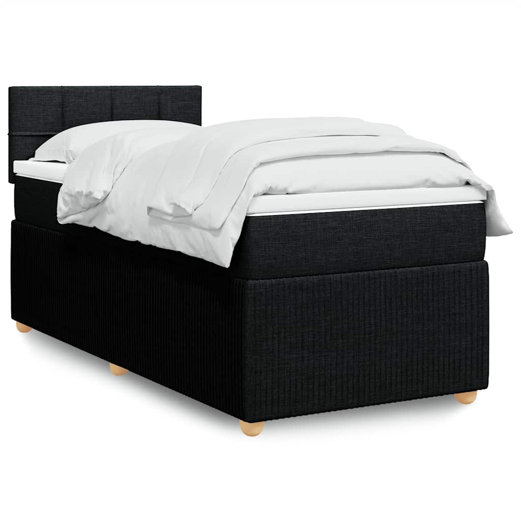 vidaXL Κρεβάτι Boxspring με Στρώμα Μαύρο 80 x 200 εκ. Υφασμάτινο