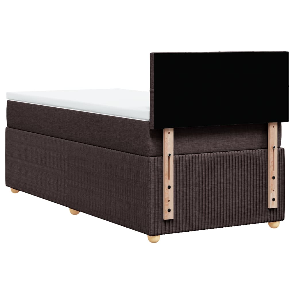 vidaXL Κρεβάτι Boxspring με Στρώμα Σκούρο Καφέ 80x200 εκ. Υφασμάτινο
