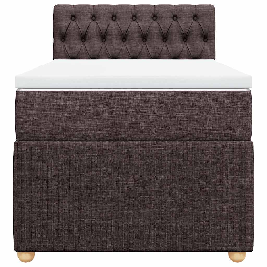 vidaXL Κρεβάτι Boxspring με Στρώμα Σκούρο Καφέ 80x200 εκ. Υφασμάτινο