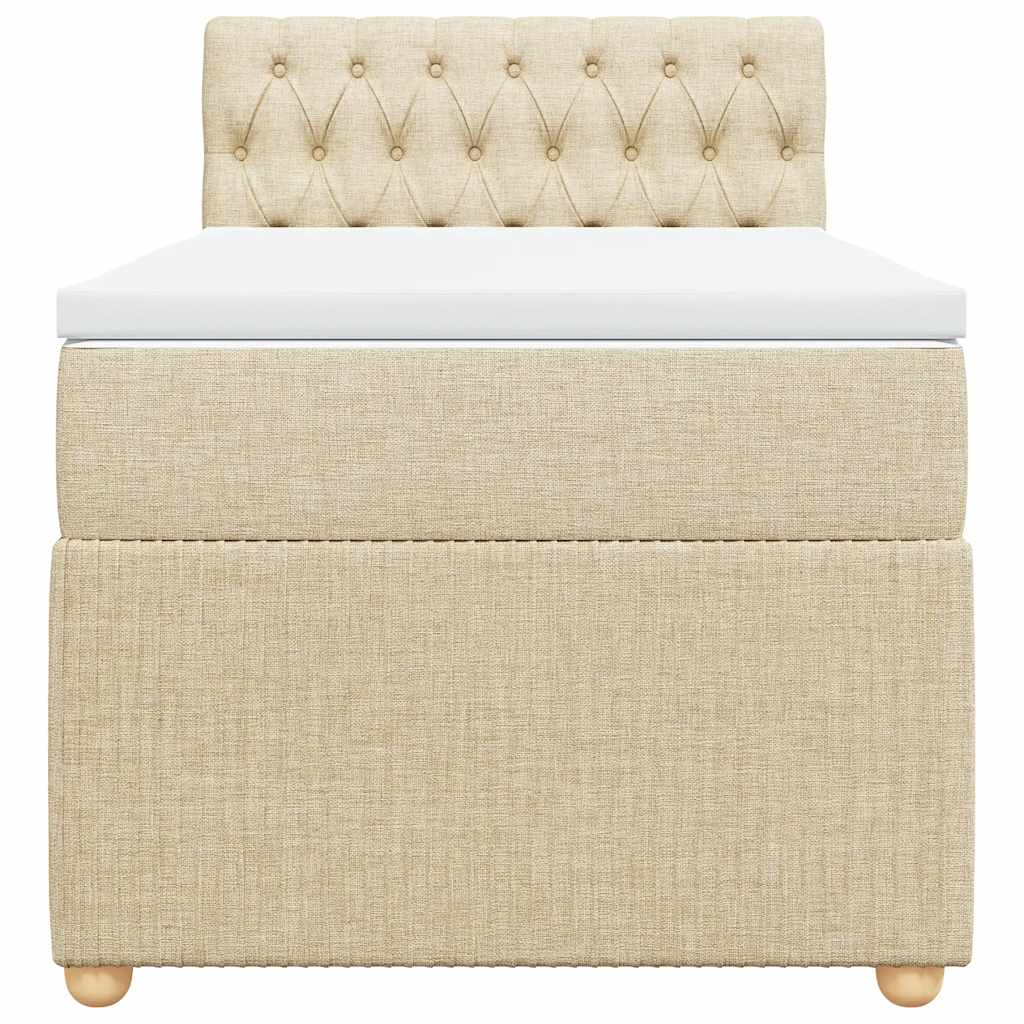 vidaXL Κρεβάτι Boxspring με Στρώμα Κρεμ 80 x 200 εκ. Υφασμάτινο