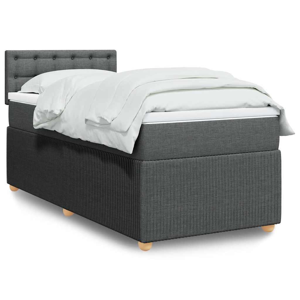 vidaXL Κρεβάτι Boxspring με Στρώμα Σκούρο Γκρι 80x200 εκ. Υφασμάτινο