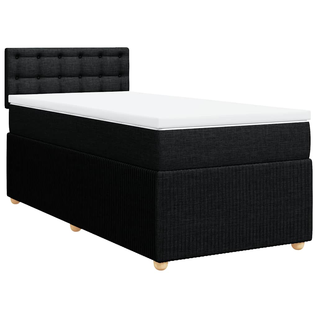 vidaXL Κρεβάτι Boxspring με Στρώμα Μαύρο 80 x 200 εκ. Υφασμάτινο