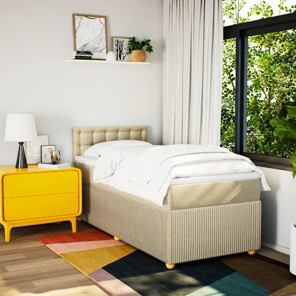 vidaXL Κρεβάτι Boxspring με Στρώμα Κρεμ 80 x 200 εκ. Υφασμάτινο