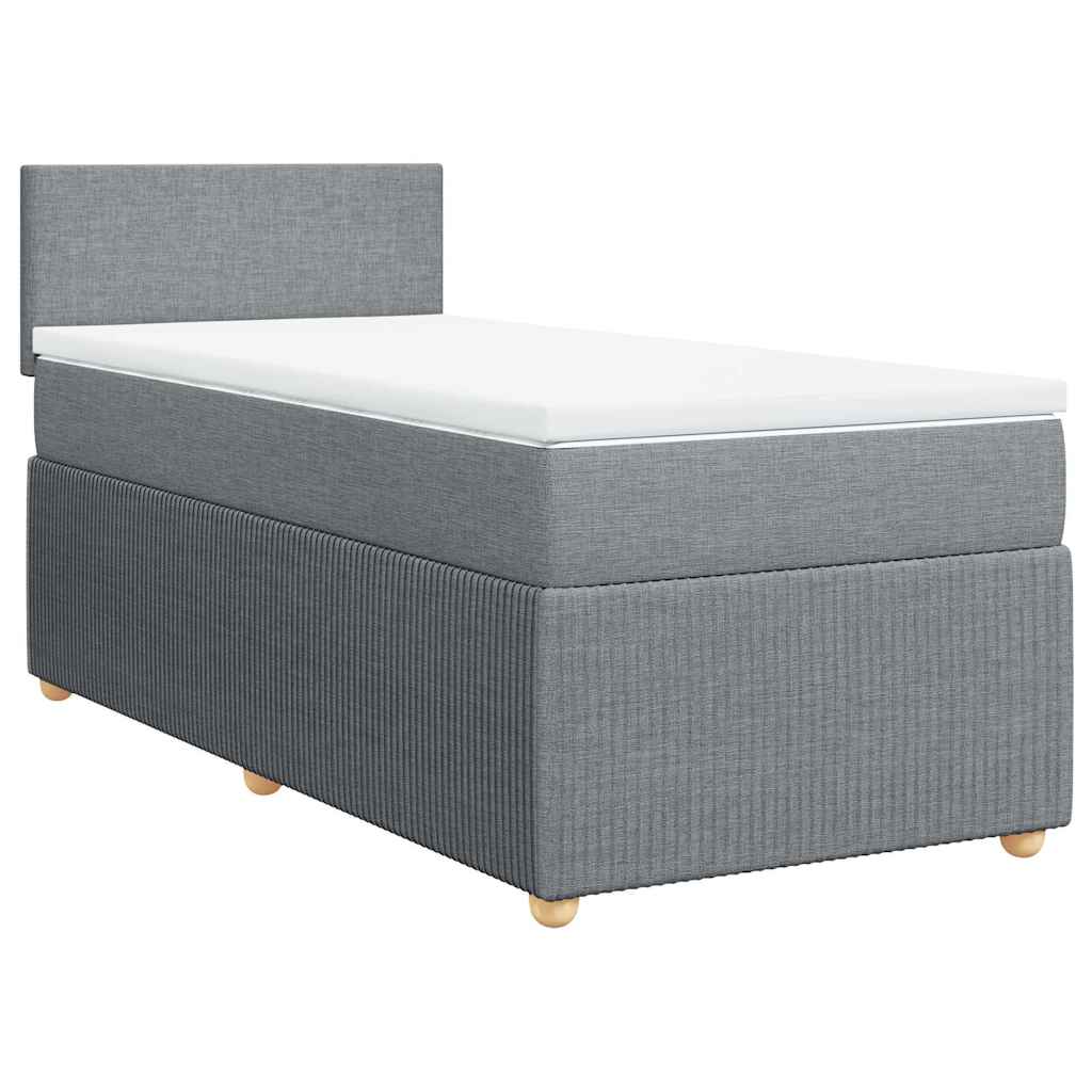 vidaXL Κρεβάτι Boxspring με Στρώμα Ανοιχτό Γκρι 90x190 εκ. Υφασμάτινο