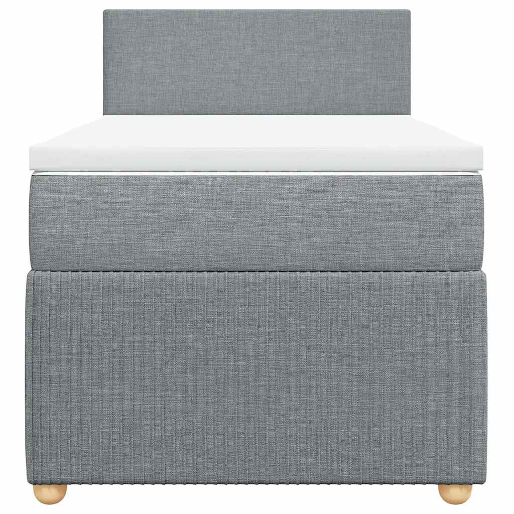 vidaXL Κρεβάτι Boxspring με Στρώμα Ανοιχτό Γκρι 90x190 εκ. Υφασμάτινο