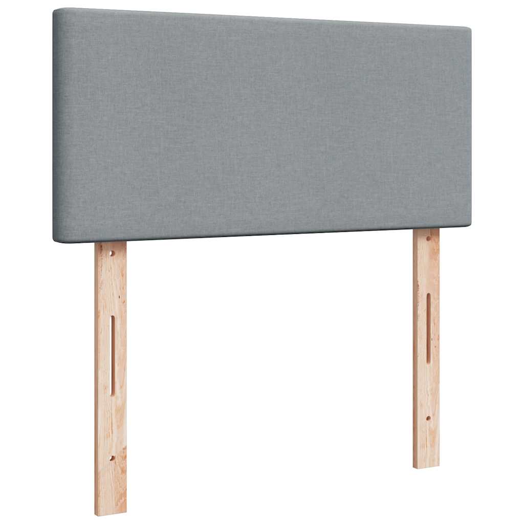 vidaXL Κρεβάτι Boxspring με Στρώμα Ανοιχτό Γκρι 90x190 εκ. Υφασμάτινο