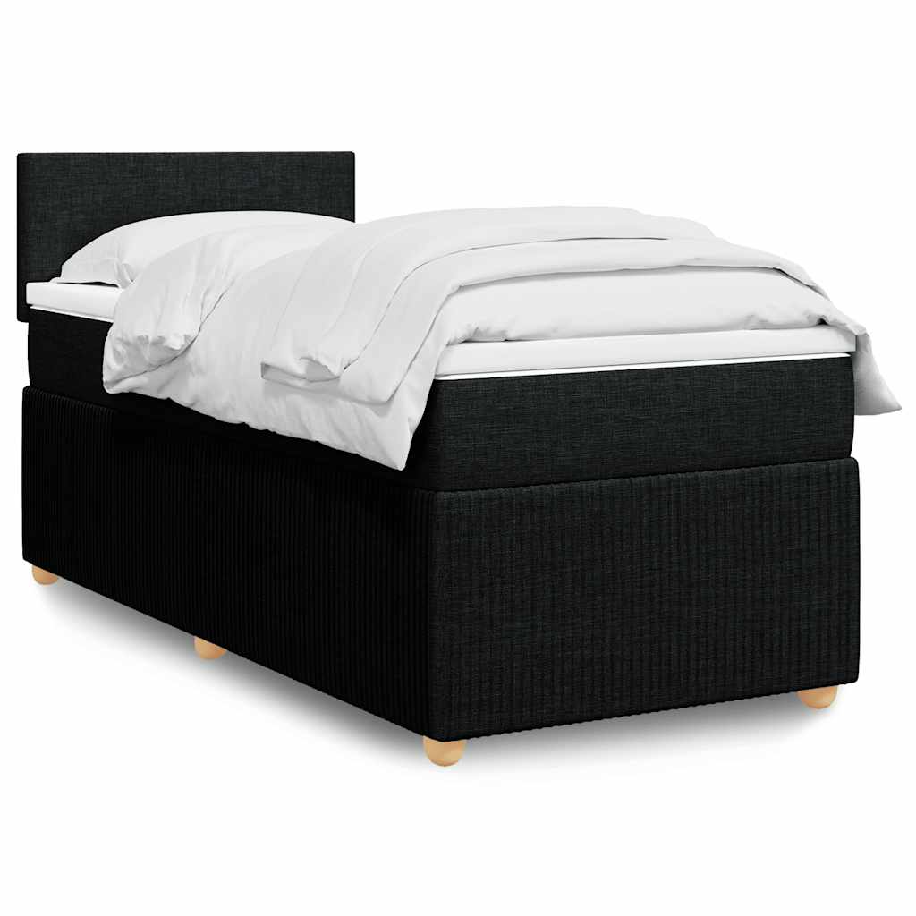 vidaXL Κρεβάτι Boxspring με Στρώμα Μαύρο 90x190 εκ.Υφασμάτινο