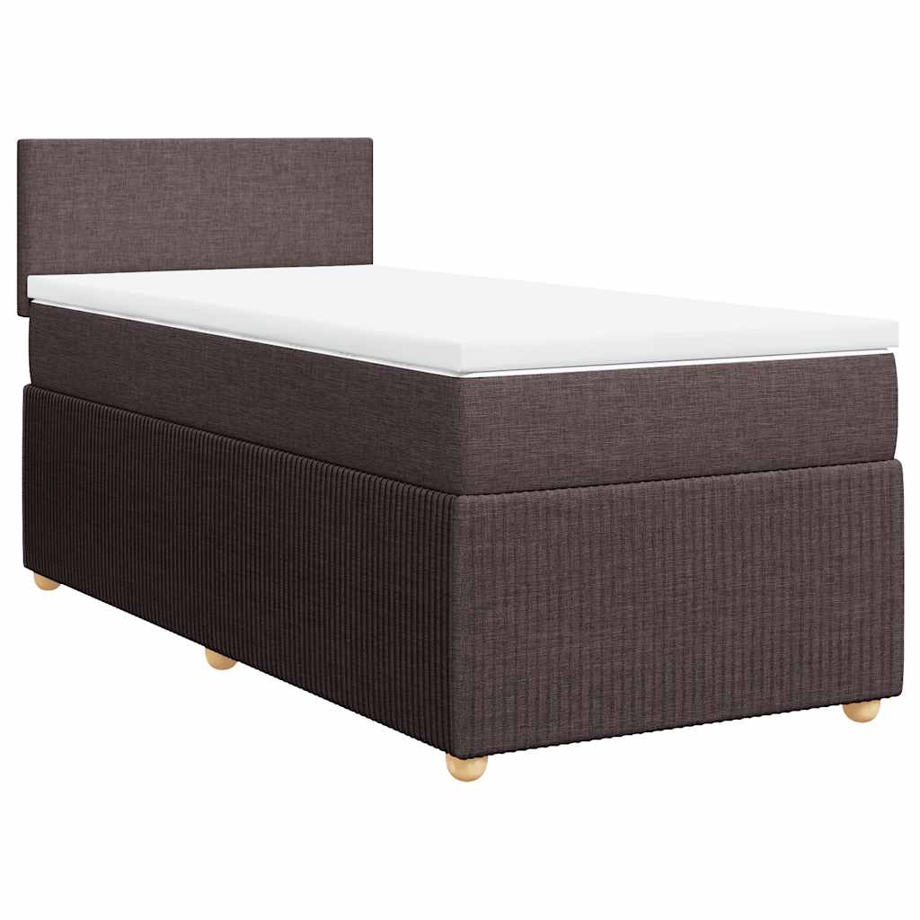 vidaXL Κρεβάτι Boxspring με Στρώμα Σκούρο Καφέ 90x190 εκ. Υφασμάτινο
