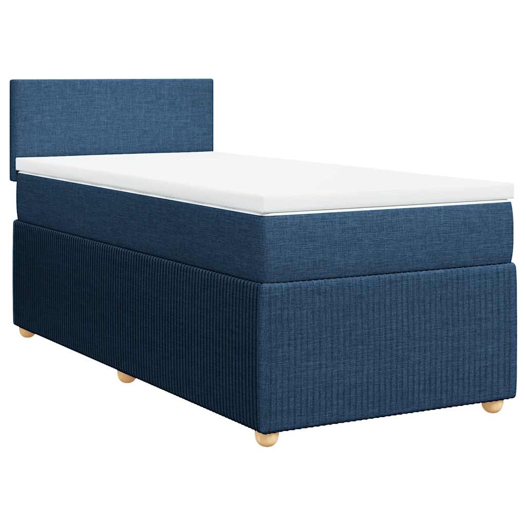 vidaXL Κρεβάτι Boxspring με Στρώμα Μπλε 90x190 εκ.Υφασμάτινο