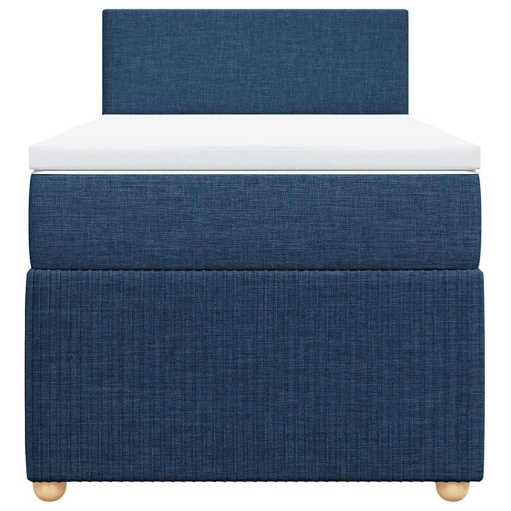 vidaXL Κρεβάτι Boxspring με Στρώμα Μπλε 90x190 εκ.Υφασμάτινο