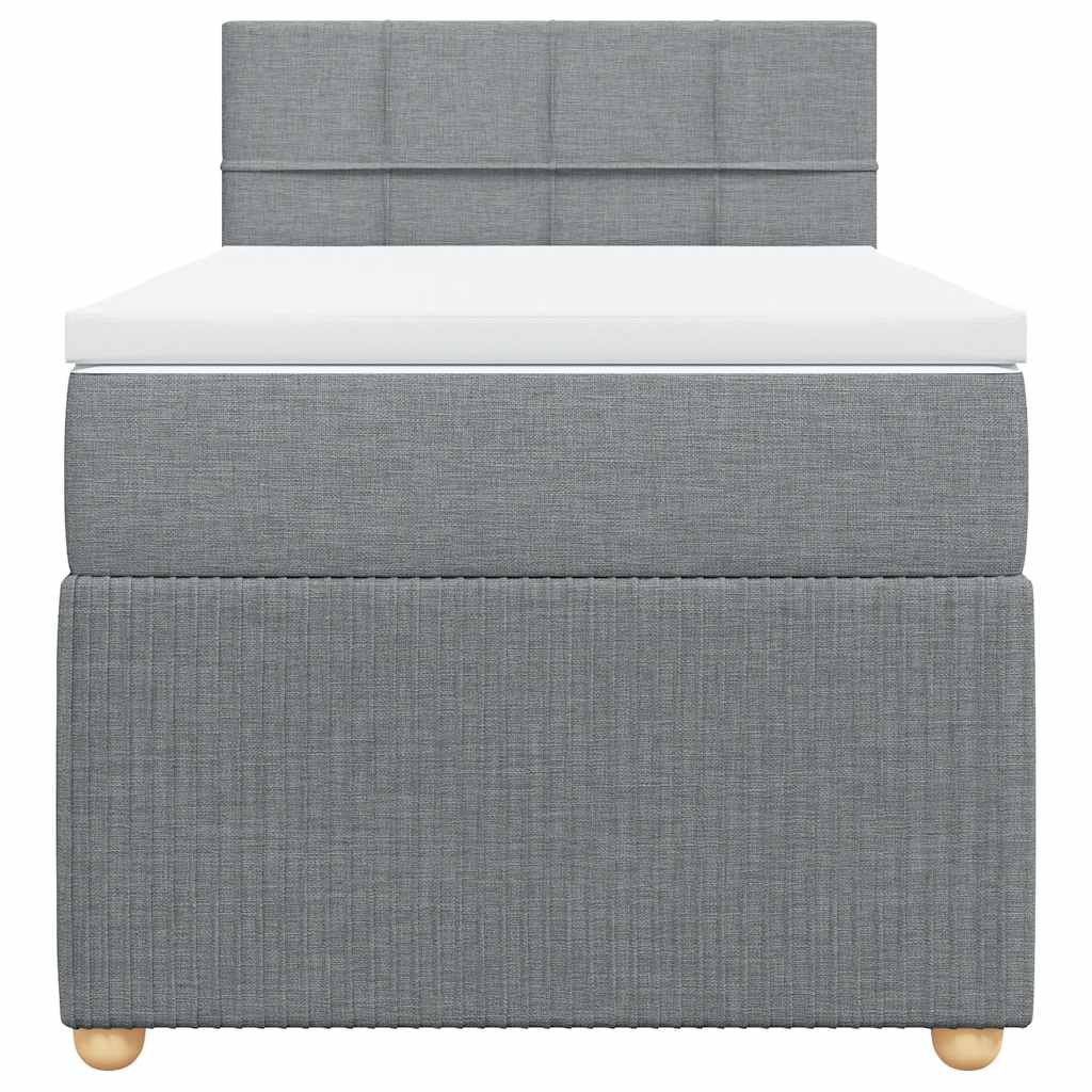 vidaXL Κρεβάτι Boxspring με Στρώμα Ανοιχτό Γκρι 90x190 εκ. Υφασμάτινο