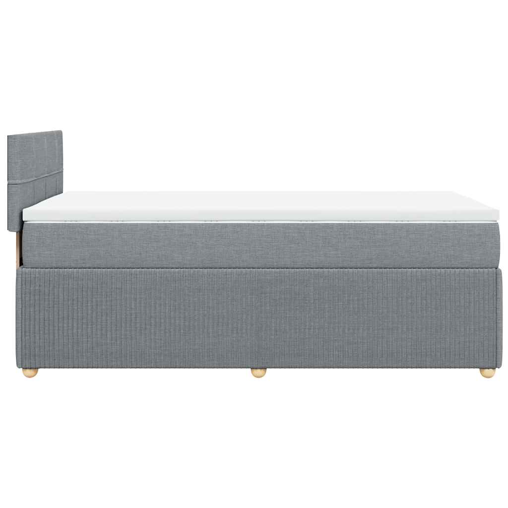 vidaXL Κρεβάτι Boxspring με Στρώμα Ανοιχτό Γκρι 90x190 εκ. Υφασμάτινο