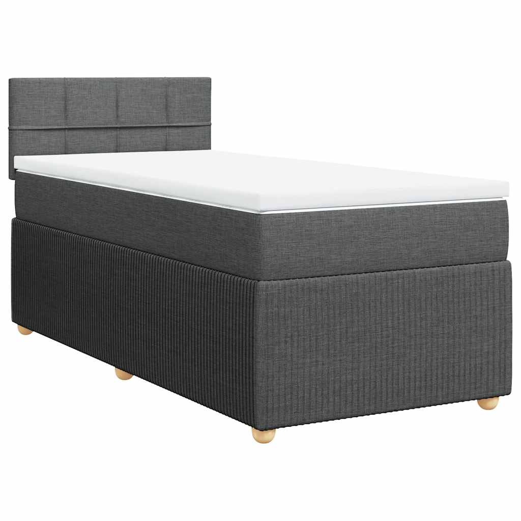 vidaXL Κρεβάτι Boxspring με Στρώμα Σκούρο Γκρι 90x190 εκ. Υφασμάτινο