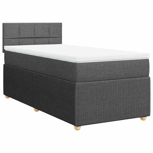 vidaXL Κρεβάτι Boxspring με Στρώμα Σκούρο Γκρι 90x190 εκ. Υφασμάτινο