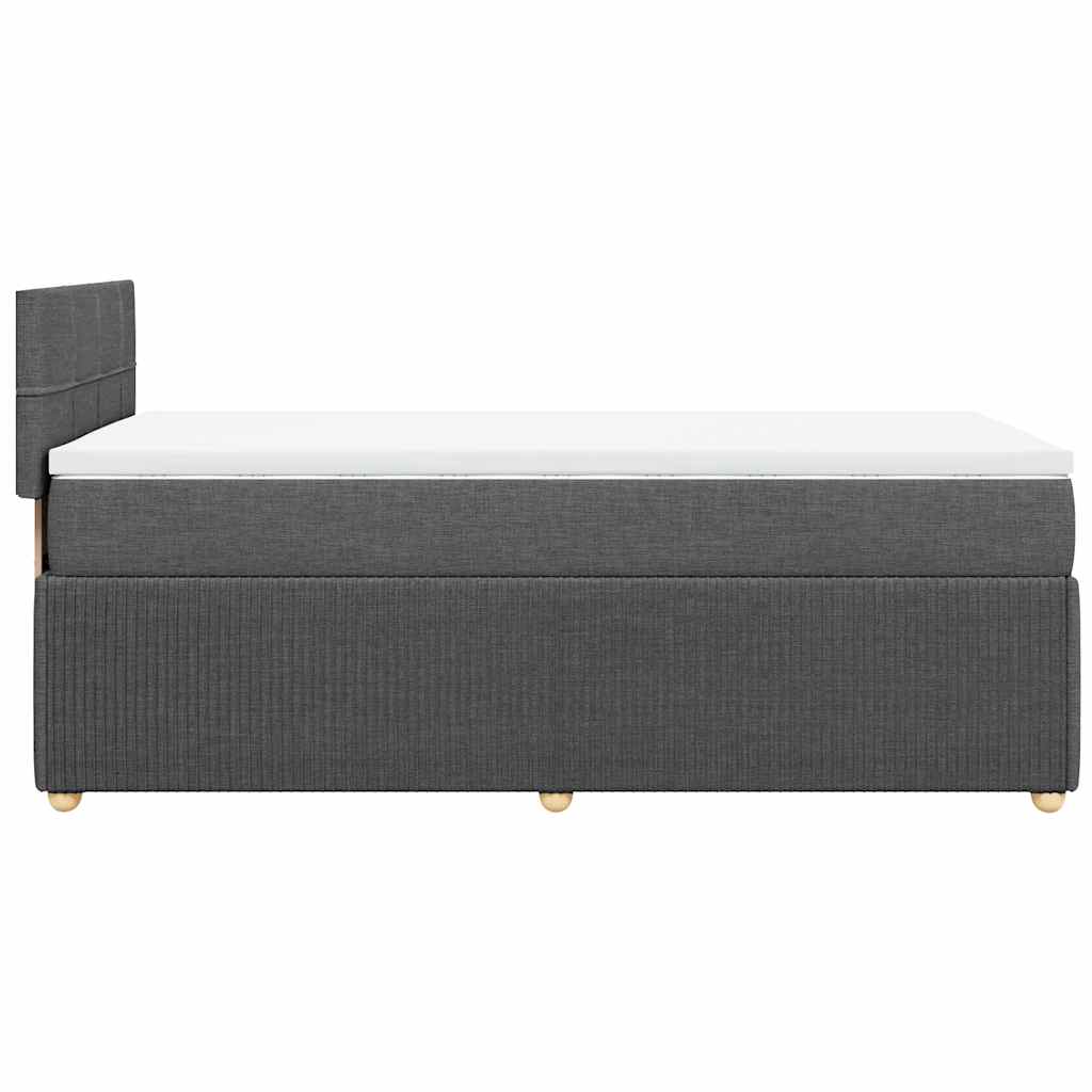 vidaXL Κρεβάτι Boxspring με Στρώμα Σκούρο Γκρι 90x190 εκ. Υφασμάτινο