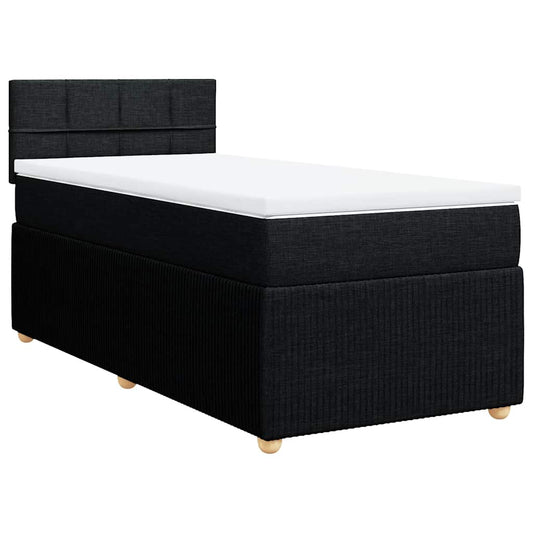 vidaXL Κρεβάτι Boxspring με Στρώμα Μαύρο 90x190 εκ.Υφασμάτινο