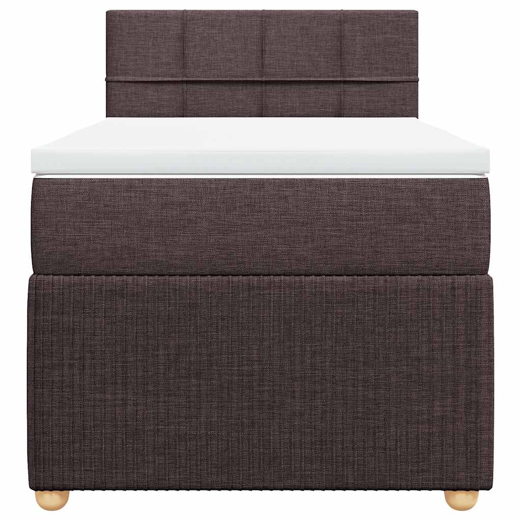 vidaXL Κρεβάτι Boxspring με Στρώμα Σκούρο Καφέ 90x190 εκ. Υφασμάτινο