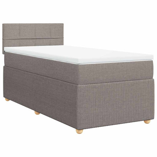 vidaXL Κρεβάτι Boxspring με Στρώμα Taupe 90x190 εκ.Υφασμάτινο
