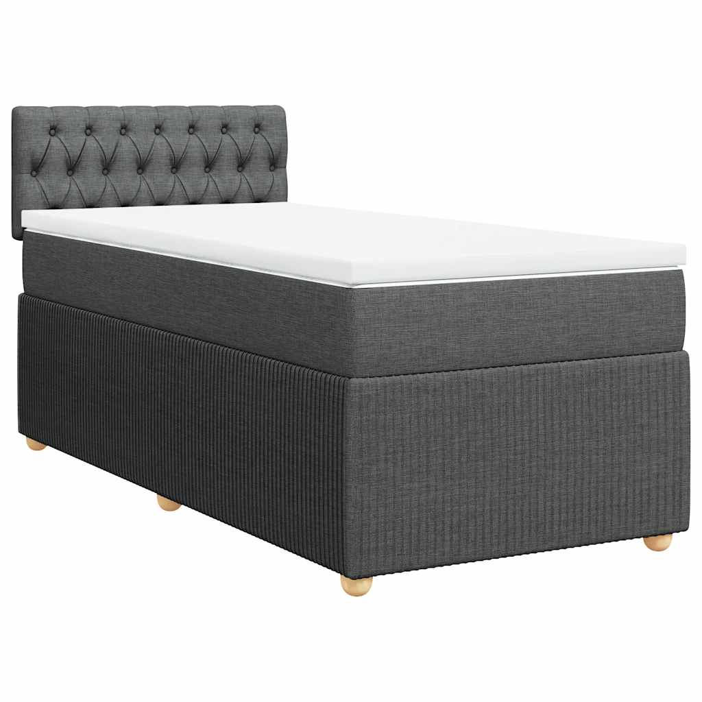 vidaXL Κρεβάτι Boxspring με Στρώμα Σκούρο Γκρι 90x190 εκ. Υφασμάτινο