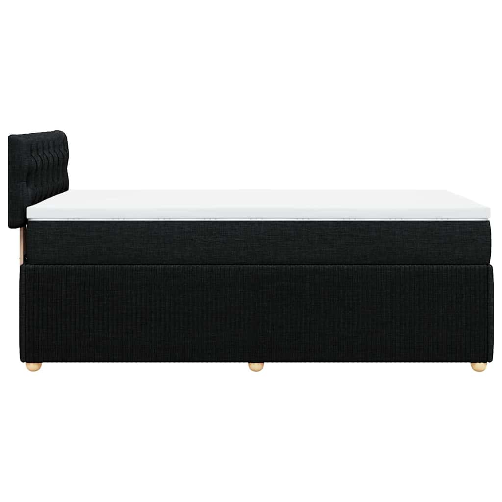 vidaXL Κρεβάτι Boxspring με Στρώμα Μαύρο 90x190 εκ.Υφασμάτινο