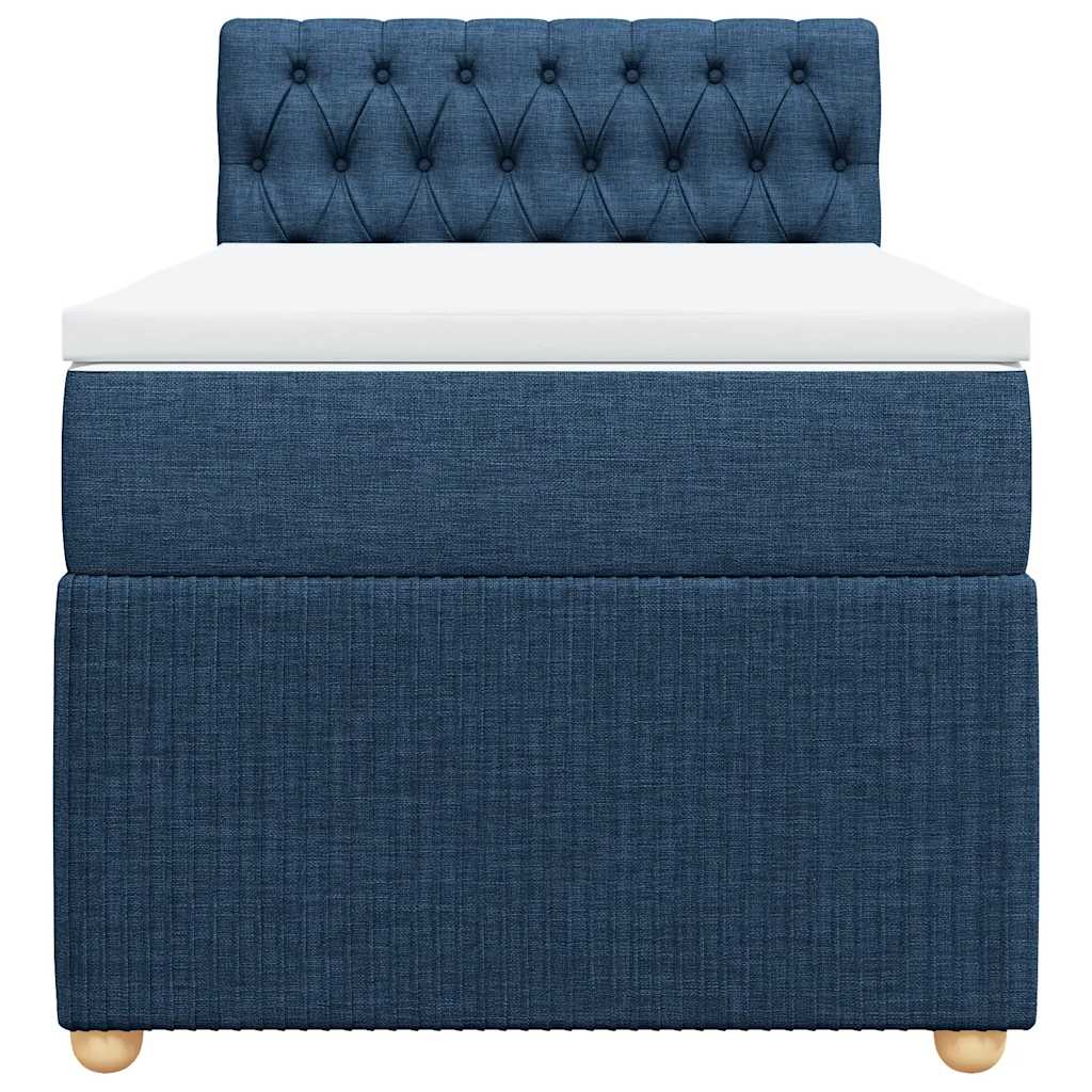vidaXL Κρεβάτι Boxspring με Στρώμα Μπλε 90x190 εκ.Υφασμάτινο