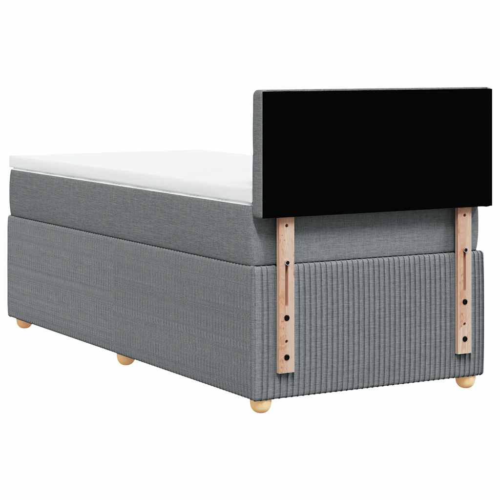 vidaXL Κρεβάτι Boxspring με Στρώμα Ανοιχτό Γκρι 90x190 εκ. Υφασμάτινο